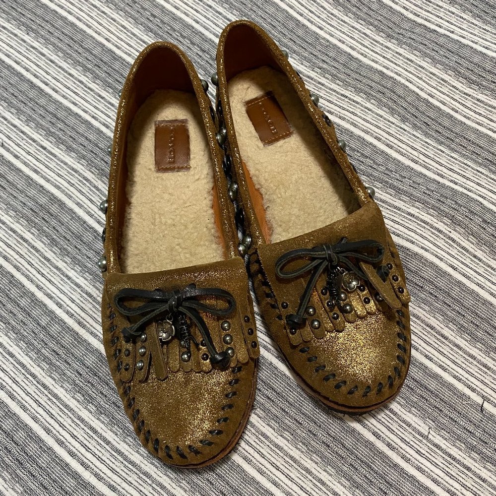 Coach Shoes Fleece Lined Leather Moccasins